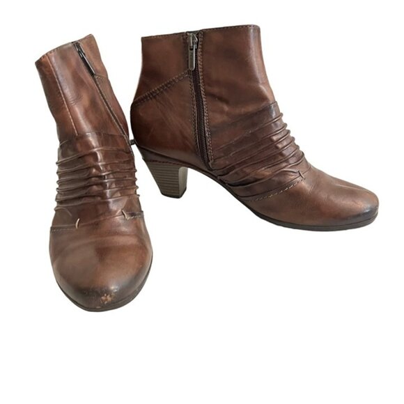 Pikolinos boots women's 40 US 10 brown leather ankle boots side zip layer leathe - Picture 1 of 10